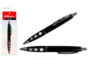 Ручка авт. шариковая син. TZ-4089Р-06 черный пластик корпус с прорезин.держателем