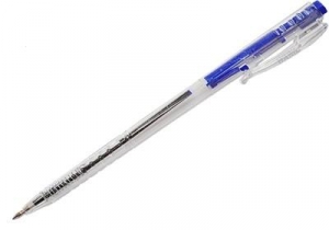 Ручка авт. шариковая син. BASIC прозрачный корпус