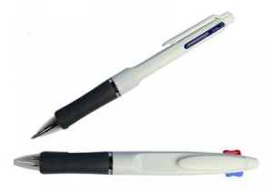 Ручка авт. шариковая TZ-802-14 двухцветная (синий, красный цв.), белый пластик