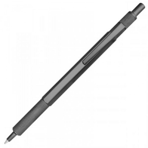Ручка металлическая черный корпус, синий стержень