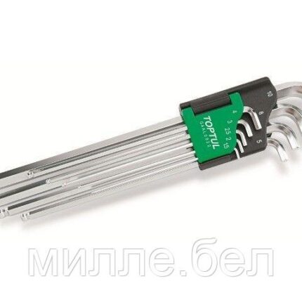 Набор ключей шестигр. 1,5-10мм 9шт экстра-длин.с шар. TOPTUL