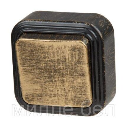 Выключатель 1 клав. (открытый, до 6А) бронз., Стандарт, Юпитер (VA16-131-ЧБ) (ЮПИТЕР)