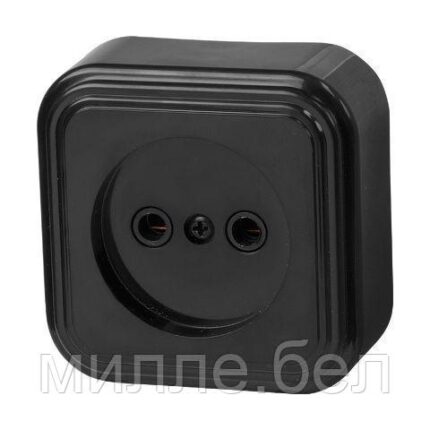 Розетка 1-ая (открытая, б/з) черная, Стандарт, Юпитер (RA16-131-Ч) (ЮПИТЕР)