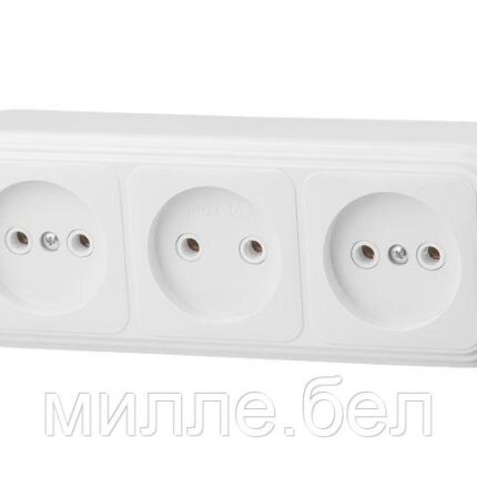 Розетка 3-ая (открытая, б/з) белая, Стандарт, Юпитер (RA16-363-Б) (ЮПИТЕР)