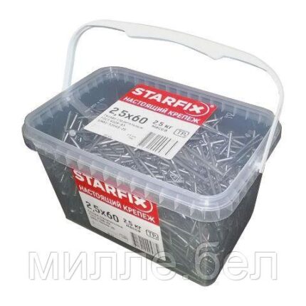 Гвозди строительные 3.0х80 мм ГОСТ 4028-63 (2.5 кг в пласт. ведре) STARFIX