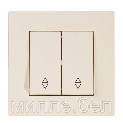 Выключатель проходной 2-клав. (скрытый, винт. зажим) кремовый, RITA, MUTLUSAN (10 A, 250 V, IP 20)