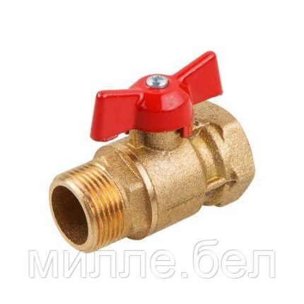 Кран шаровый стандарт. 1/2" нар.-вн. бабочка PN1,6 МПа, 11Б27п7, Цветлит (ЦРБ0058)