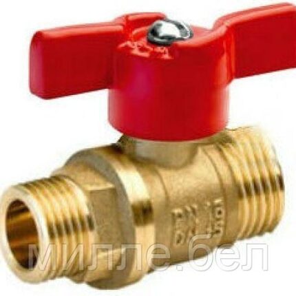 Кран шаровый стандарт. 1/2" нар.-нар. бабочка PN1,6 МПа, 11Б27п7, Цветлит (ЦРБ0062)