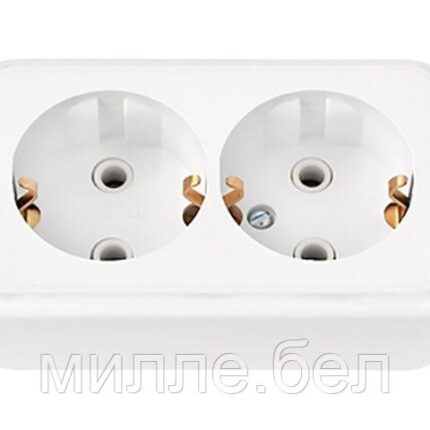 Розетка 2-ая (открытая, с/з) белая, Пралеска, Bylectrica
