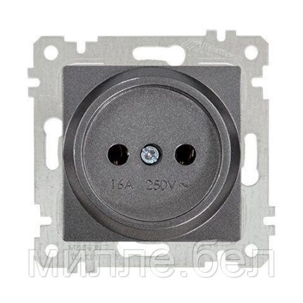 Розетка 1-ая (скрытая, без рамки, б/з) дымчатая, RITA, MUTLUSAN (16 A, 250 V, IP 20)