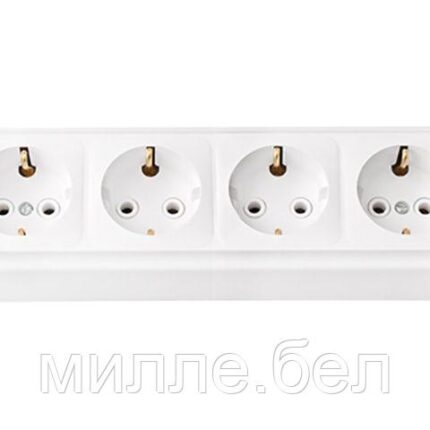 Розетка 4-ая (открытая, с/з) белая, Пралеска, Bylectrica