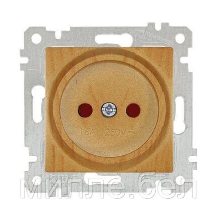 Розетка 1-ая (скрытая, без рамки, б/з, шторки) дуб, RITA, MUTLUSAN (16 A, 250 V, IP 20)