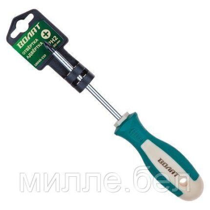 Отвертка "+" №2 100мм PH ВОЛАТ (крестовая Phillips, двухкомп. рукоятка)