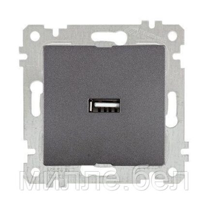Розетка 1-ая USB (скрытая, без рамки) дымчатая, RITA, MUTLUSAN (USB-зарядка, 5V-2.1A)