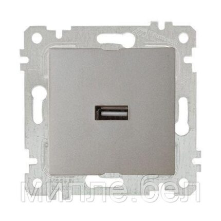 Розетка 1-ая USB (скрытая, без рамки) титан, RITA, MUTLUSAN (USB-зарядка, 5V-2.1A)