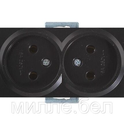 Розетка 2-ая (скрытая, б/з) черная, RITA, MUTLUSAN (16 A, 250 V, IP 20)