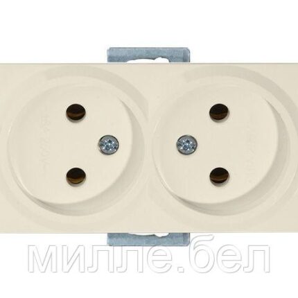 Розетка 2-ая (скрытая, б/з) кремовая, RITA, MUTLUSAN (16 A, 250 V, IP 20)