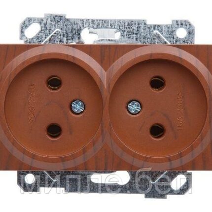 Розетка 2-ая (скрытая, б/з, керамика) орех, RITA, MUTLUSAN (16 A, 250 V, IP 20)