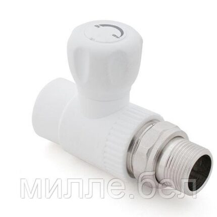 Кран шар. ПП для радиатора 20х1/2" прямой, бел. РТП (РосТурПласт)