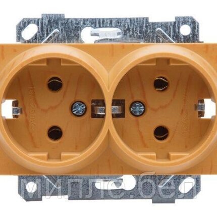 Розетка 2-ая (скрытая,с/з, керамика) дуб, RITA, MUTLUSAN (16 A, 250 V, IP 20)