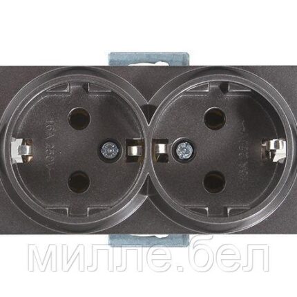 Розетка 2-ая (скрытая,с/з, керамика) дымчатая, RITA, MUTLUSAN (16 A, 250 V, IP 20)