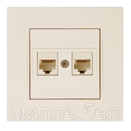 Розетка компьютерная 2xRJ45 (Cat6, скрытая) кремовая, RITA, MUTLUSAN