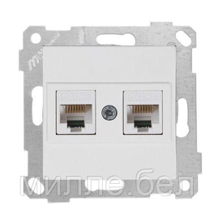 Розетка компьютерная 2xRJ45 (Cat6, скрытая, без рамки) белая, RITA, MUTLUSAN
