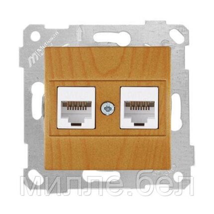 Розетка компьютерная 2xRJ45 (Cat6, скрытая, без рамки) дуб, RITA, MUTLUSAN