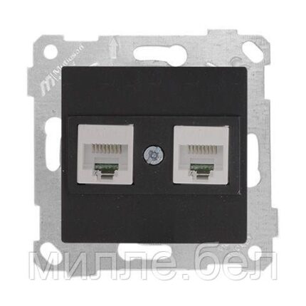 Розетка компьютерная 2xRJ45 (Cat6, скрытая, без рамки) черная, RITA, MUTLUSAN