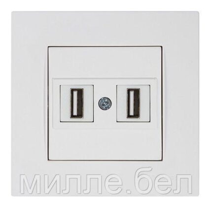Розетка компьютерная 2хUSB (скрытая) белая (не для зарядки) RITA, MUTLUSAN (2xUSB 2.0 для передачи данных,