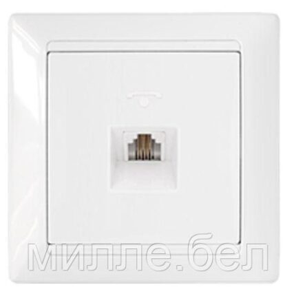 Розетка 1-ая телефонная (скрытая) белая, Стиль, BYLECTRICA (85,2х75х40мм)