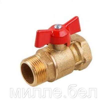 Кран шаровый стандарт. 1/2" вн. х 3/4" нар. бабочка PN1,6 МПа, 11Б27п7, Цветлит (ZW10063)