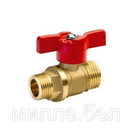 Кран шаровый 1/2" нар. х 3/4" нар. бабочка PN1,6 МПа, 11Б27п7, Цветлит (ZW10069)