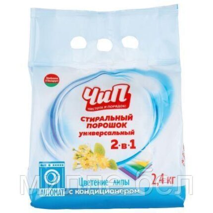 Стиральный порошок "ЧиП" автомат 2-в-1 унив. с кондиционером "Цветение липы" 2,4кг