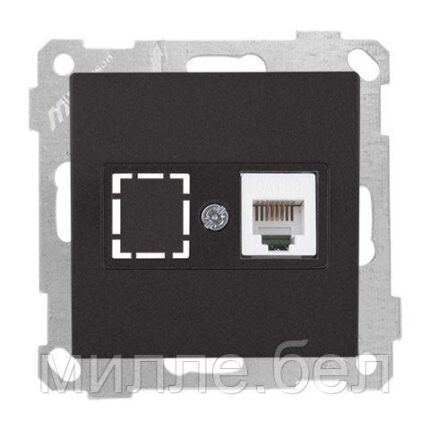 Розетка телефонная 1хRJ12 (скрытая, без рамки) черная, DARIA, MUTLUSAN