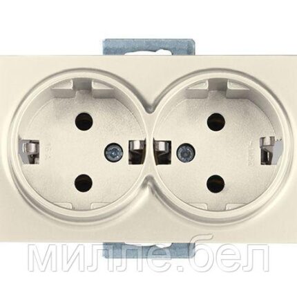 Розетка 2-ая (скрытая,с/з, керамика) кремовая, DARIA, MUTLUSAN (16 A, 250 V, IP 20)
