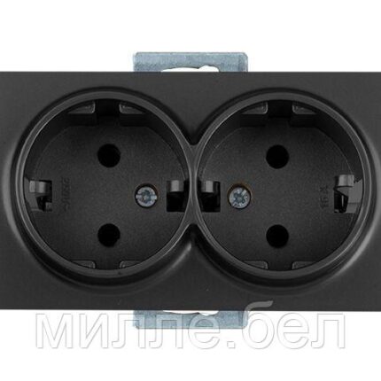 Розетка 2-ая (скрытая, с/з) дымчатая, DARIA, MUTLUSAN (16 A, 250 V, IP 20)