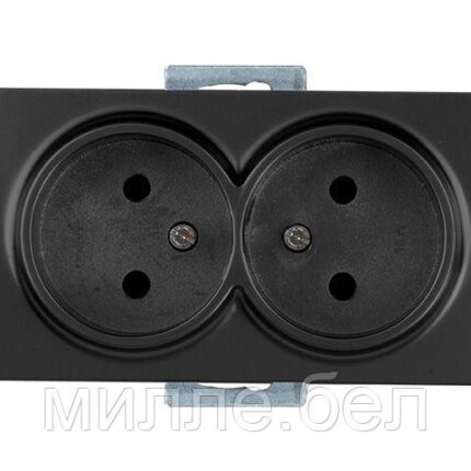Розетка 2-ая (скрытая, б/з) черная, DARIA, MUTLUSAN (10 A, 250 V, IP 20)