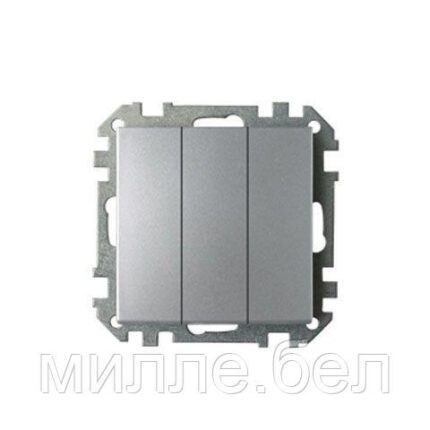 Выключатель 3 клав. (cкрытый, 10А) серебро, Стиль, Bylectrica (Выключатель трехклавишный скрытой установки)