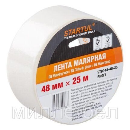 Лента малярная 48ммх25м STARTUL PROFI (ST9043-48-25), белая
