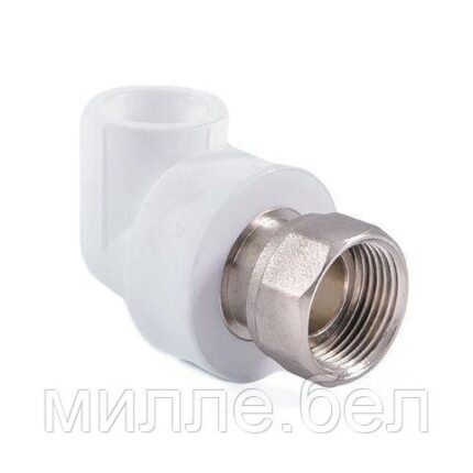 Колено ПП с накидной гайкой 20х3/4", бел. РТП (Угольник) (РосТурПласт)