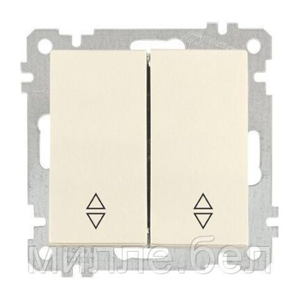 Выключатель проходной 2-клав. (скрытый, без рамки, пруж. зажим) кремовый, DARIA, MUTLUSAN (10 A, 250 V, IP 20)