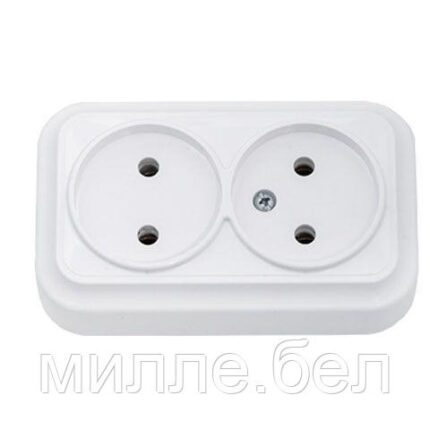 Розетка 2-ая (открытая, б/з) белая, Вариант, Bylectrica