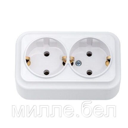 Розетка 2-ая (открытая, с/з) белая, Вариант, Bylectrica
