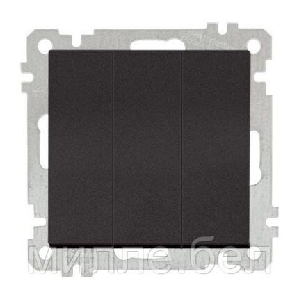 Выключатель 3-клав. (скрытый, без рамки, винт. зажим) черный, DARIA, MUTLUSAN (10 A, 250 V, IP 20)