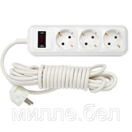 Удлинитель бытовой 3,5м (3 роз., 2.5кВт, с/з, ПВС 3х0,75) Bylectrica (со встроенным ограничителем тока)