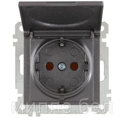 Розетка 1-ая (скр, б/рамки, с/з, шторки, с/крыш) дымч. CANDELA (DARIA), MUTLUSAN (16 A, 250 V, IP 20)