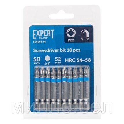 Насадка крестообразная PZ2 50мм 10шт EXPERT STARTUL (SE8602-50) (бита Pozidrive магнитная)
