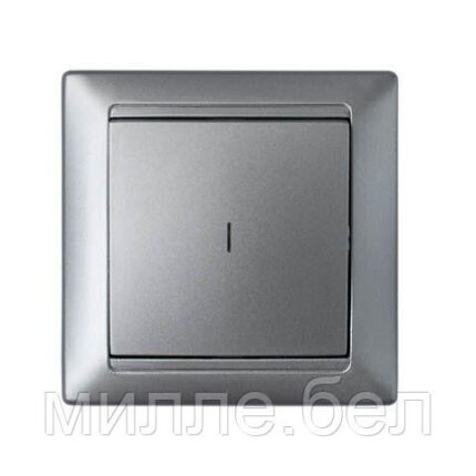 Выключатель 1 клав. (cкрытый, 10А) со световой индикацией, серебро, Стиль, BYLECTRICA