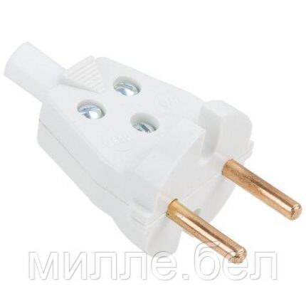 Вилка (б/з, 6А, 250В) белая, Юпитер (В6-001) (ЮПИТЕР)